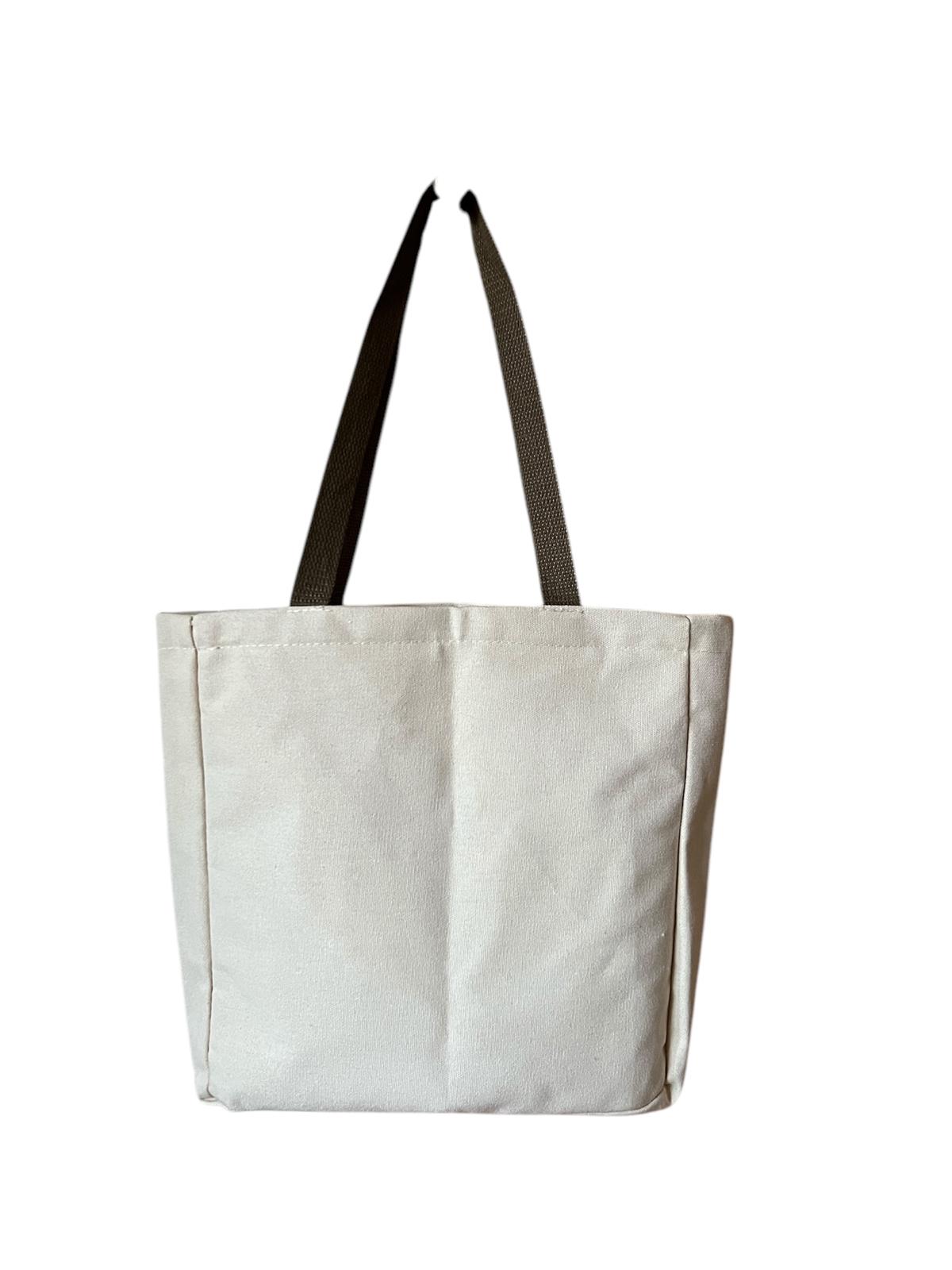 Stylische Canvas Tasche mit praktischer Außentasche