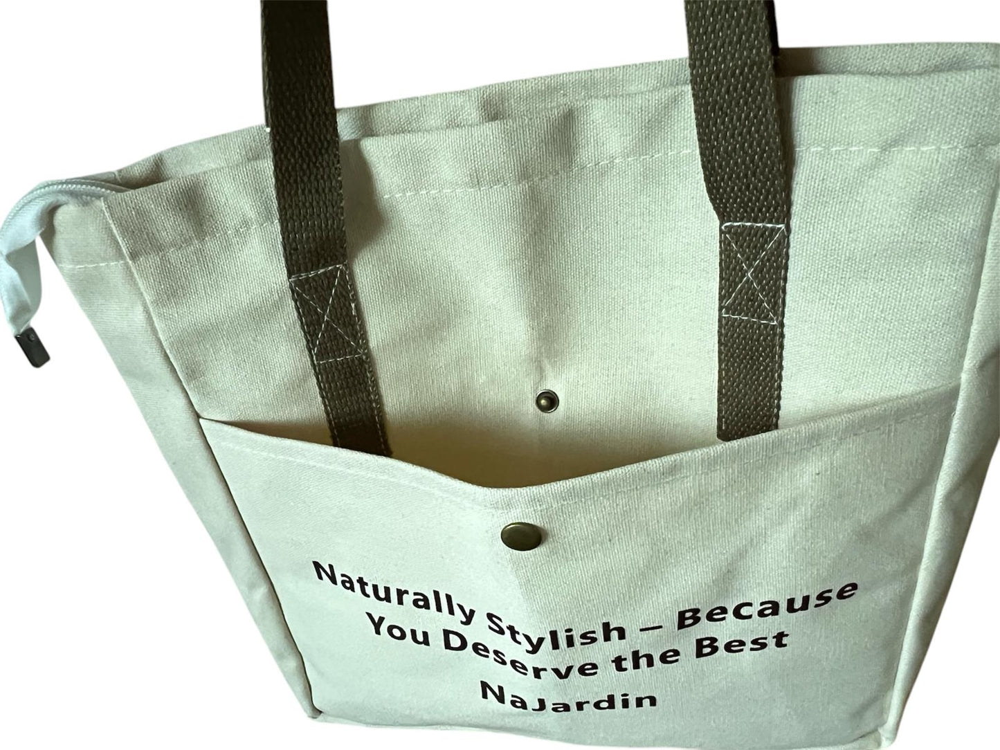 Stylische Canvas Tasche mit praktischer Außentasche
