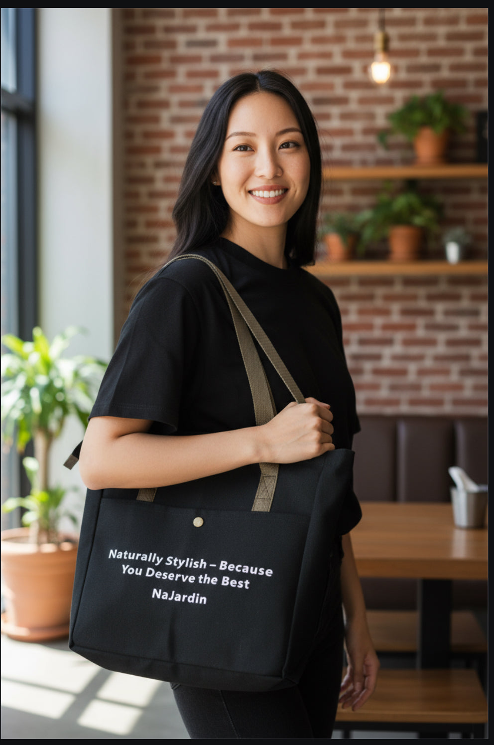 Stylische Canvas Tasche mit praktischer Außentasche