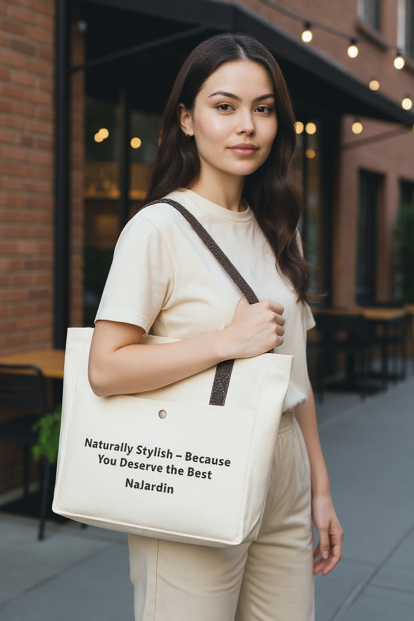 Stylische Canvas Tasche mit praktischer Außentasche