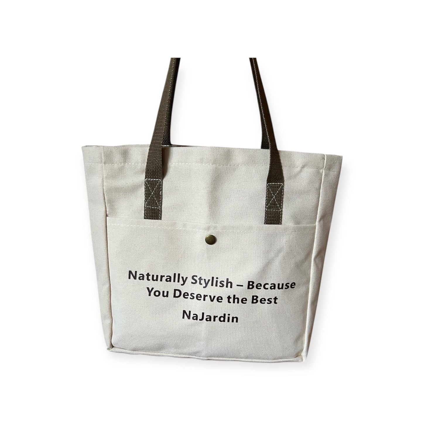 Stylische Canvas Tasche mit praktischer Außentasche