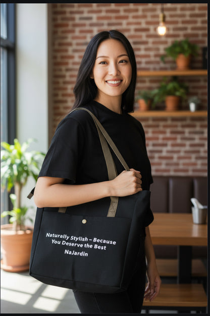 Stylische Canvas Tasche mit praktischer Außentasche